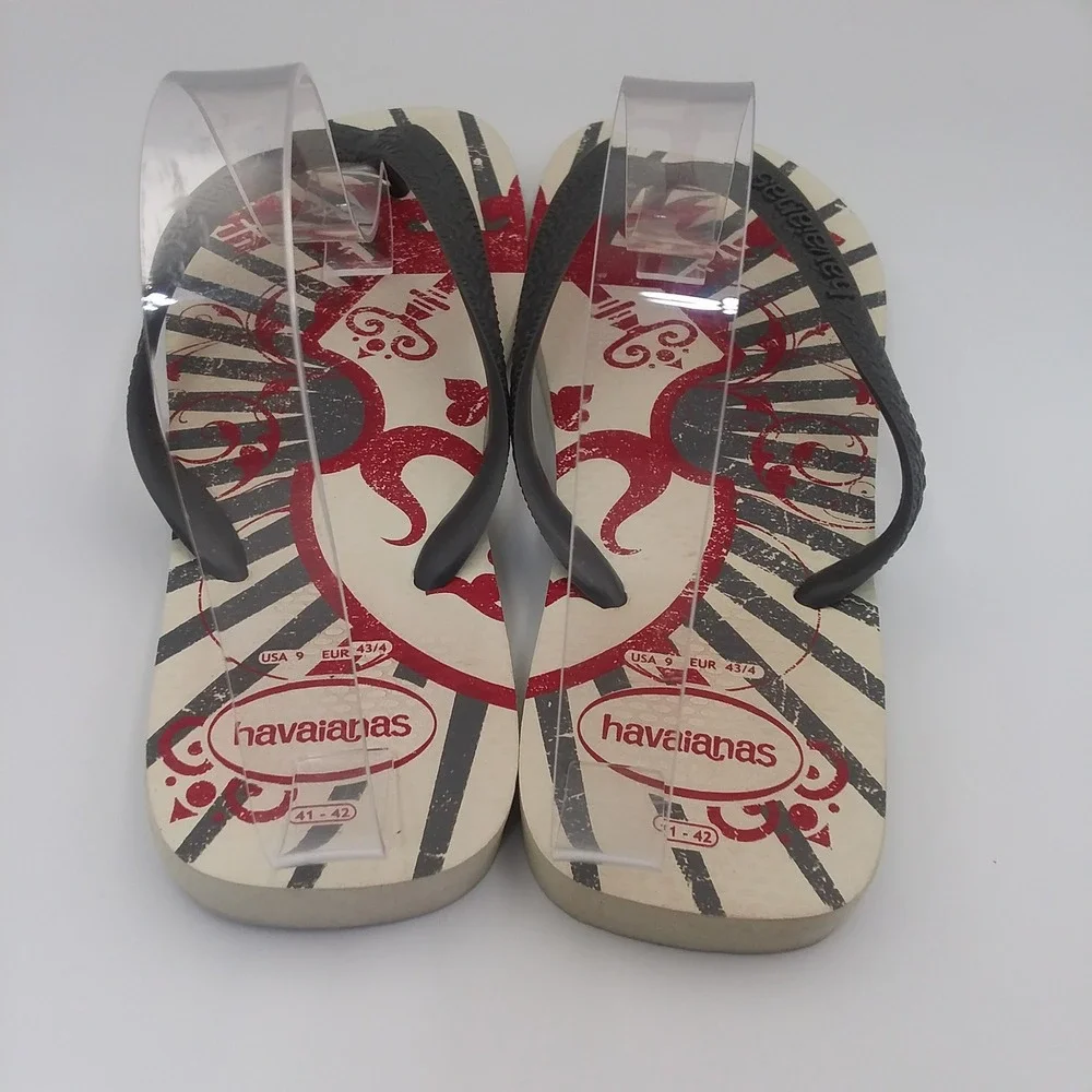 Havaianas Flip Flops Graphic‎ Print Thong Sandals Beach Pool Slides US9 EUR41/42